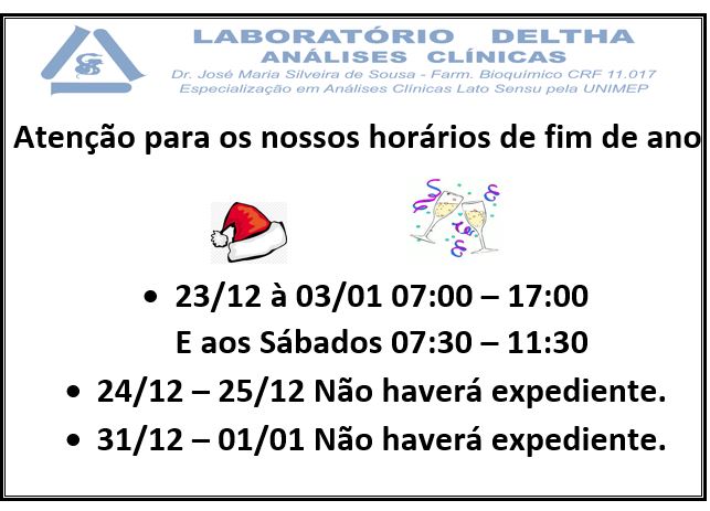 Horário de Funcionamento Natal e Ano Novo